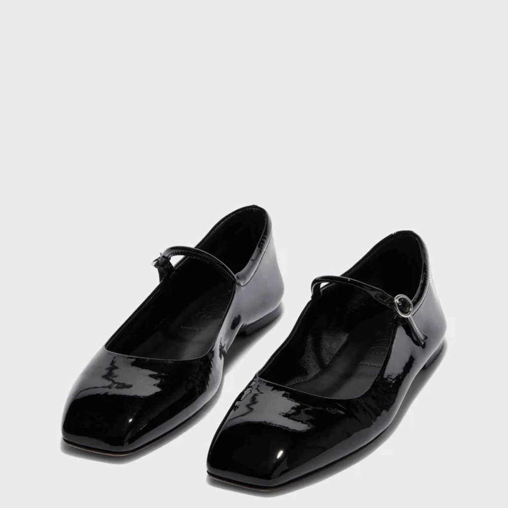 Aeyde Black Patent Leather Mary Jane Flats